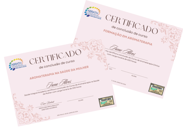 Certificados de conclusão de curso reconhecidos pela ABRATH