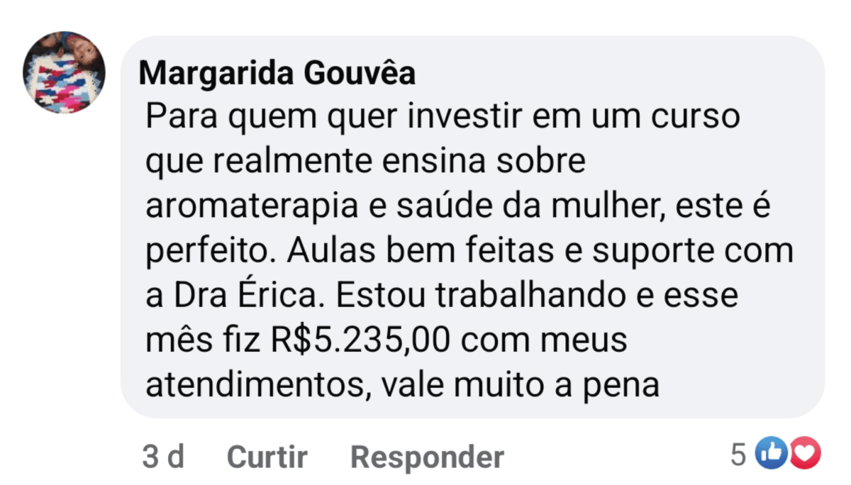 Depoimento da aluna Marga