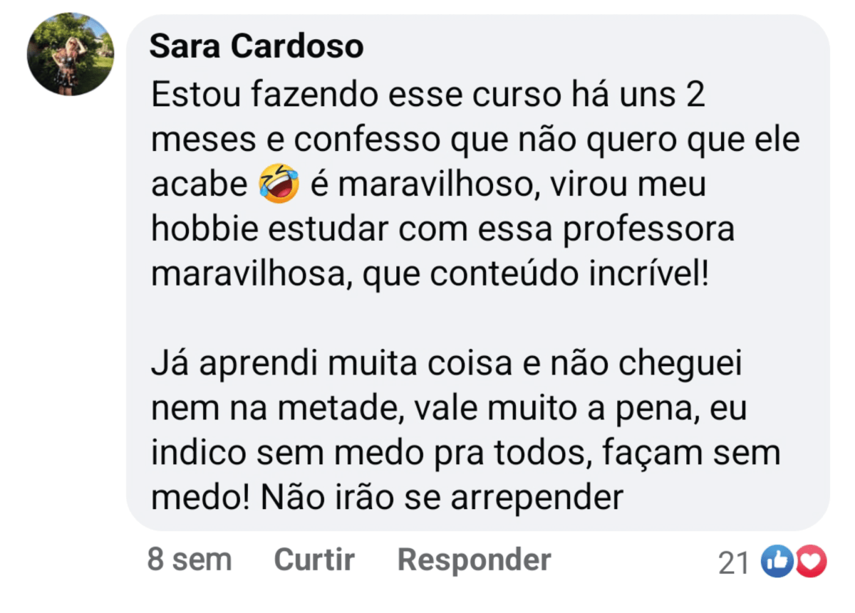 Depoimento da aluna Sara