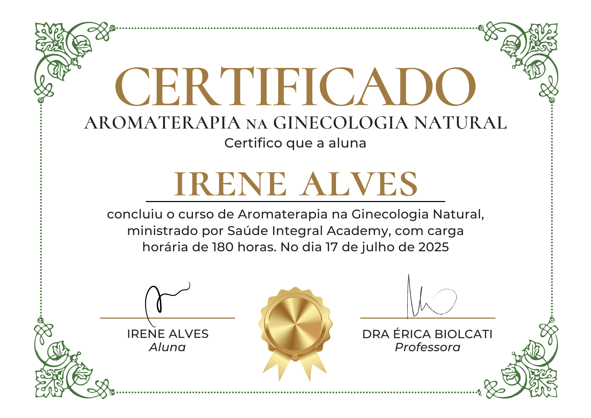 Aromaterapia na Gineco Natural.diploma